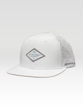 Modern Palm Di-Cut Snapback - White