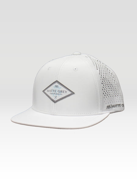 Modern Palm Di-Cut Snapback - White