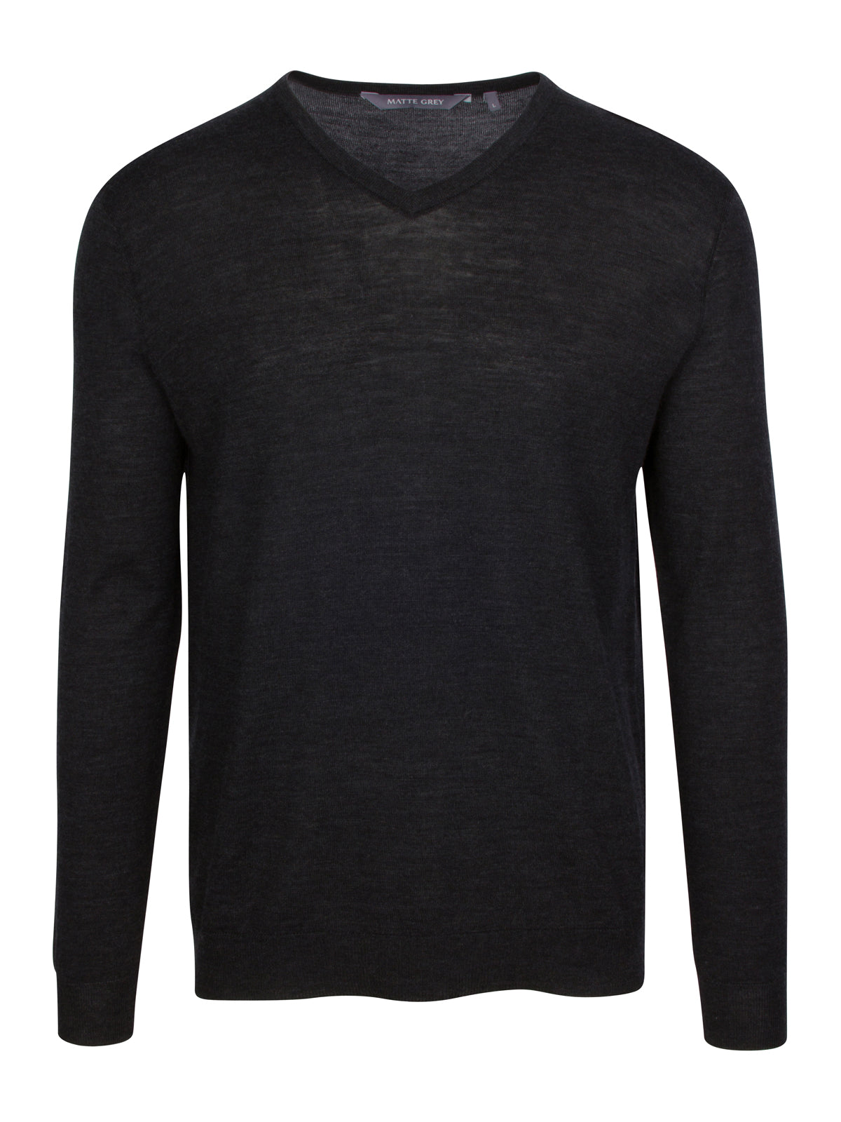 Ridge Long Sleeve V-Neck Sweater Black Heather Haus of Grey
