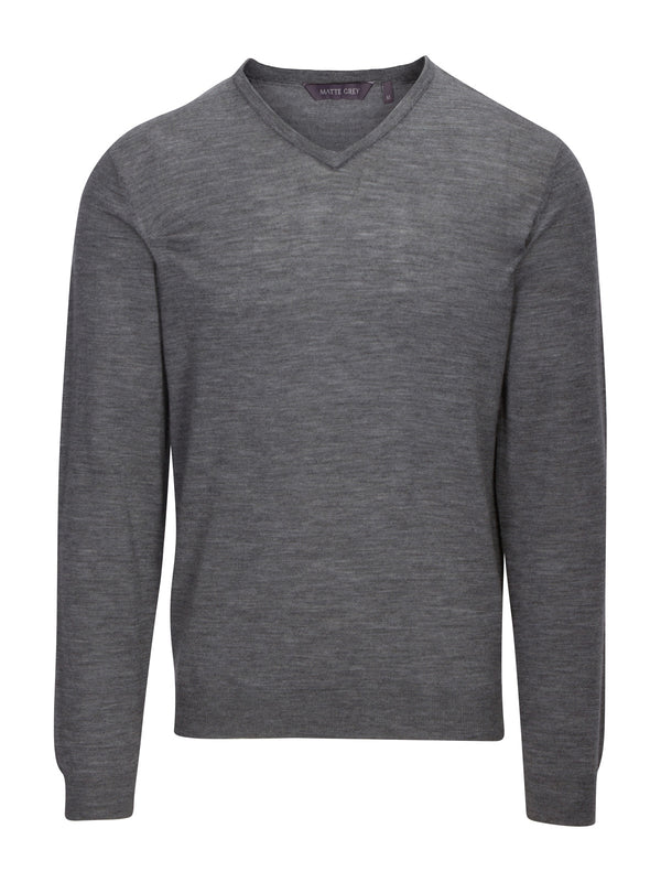 Ridge Long Sleeve V-Neck Sweater - Jet Grey - Haus of Grey