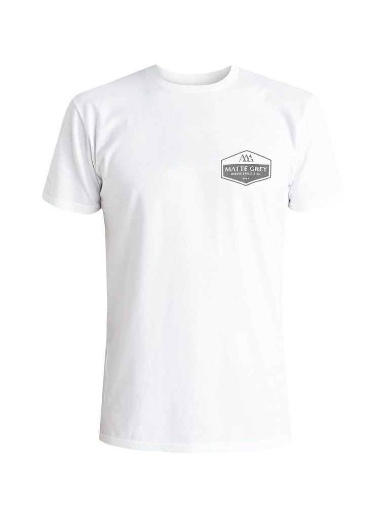 Matte Grey Men's Hex Back White / Smoke Graphic Tee Shirt - Haus of Grey