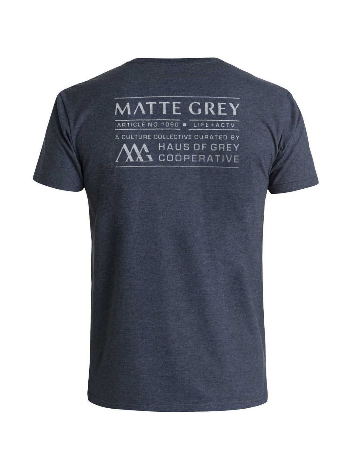 Badge Print Tee Shirt - Navy Heather (Lt Grey)