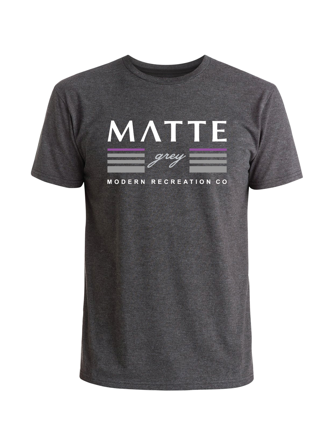 Stacked Tee Shirt - Charcoal Heather (White / Iris / Smoke)